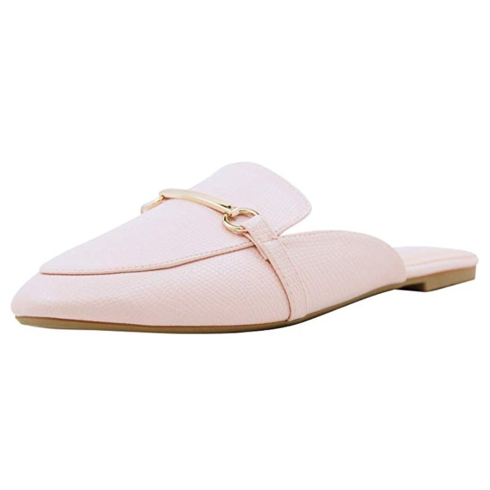 Buckle Mule Backless Slip-on Loafer Light Pink